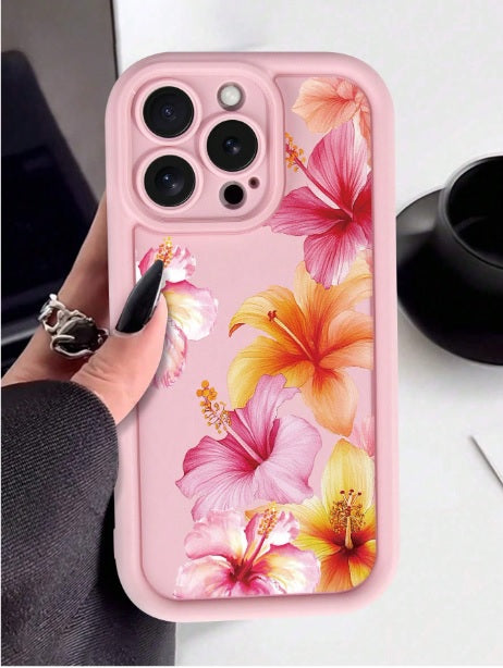 Hot 3D Hibiscus Flourish Floral Printed Flowers Cute Design Pink Aesthetic Cover